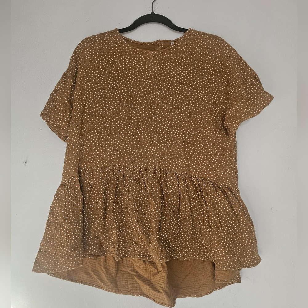 Rylee + Cru Women's Gauzy Cotton Oversized Peplum Style Top Size Medium